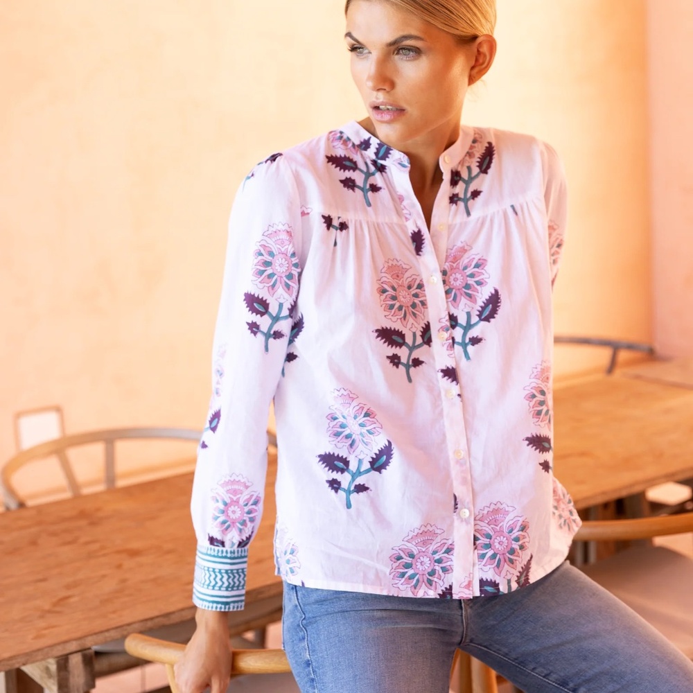 Oliphant Wide Cuff Blouse Puglia Petal top size S